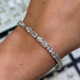 14K Gold East West Lab Grown Emerald and Oval Cut Diamond Tennis Bracelet