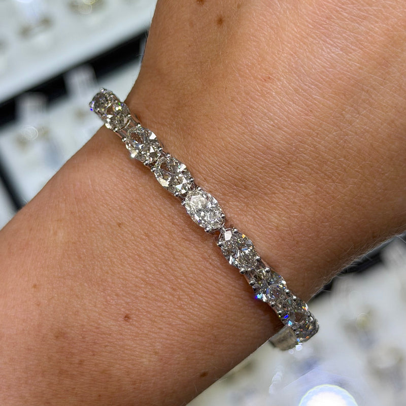 14K Gold Large Lab Grown Oval Cut Diamond Tennis Bracelet