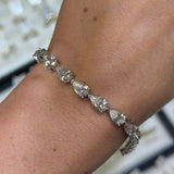 14K Gold Large Lab Grown Pear Cut Diamond Tennis Bracelet