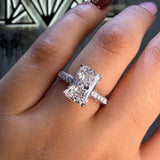 14K Gold 3.00 Carat Lab Grown Radiant Diamond 3D Cathedral Full Diamond Engagement Ring