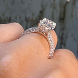 14K Gold 3.00 Carat Lab Grown Radiant Diamond 3D Cathedral Full Diamond Engagement Ring