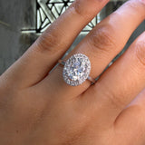 14K Gold 2.00 Lab Grown Oval Diamond 3D Halo and Diamond Prong Solitaire Engagement Ring