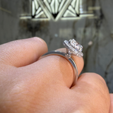 14K Gold 2.00 Lab Grown Oval Diamond 3D Halo and Diamond Prong Solitaire Engagement Ring