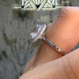 14K Gold 2.00 Lab Grown Oval Diamond 3D Halo and Diamond Prong Solitaire Engagement Ring