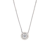 14K Gold Inverted Diamond Round Halo Pendant Necklace