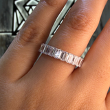 14K Gold Lab Grown 4.70 Carat Emerald Diamond Eternity Band