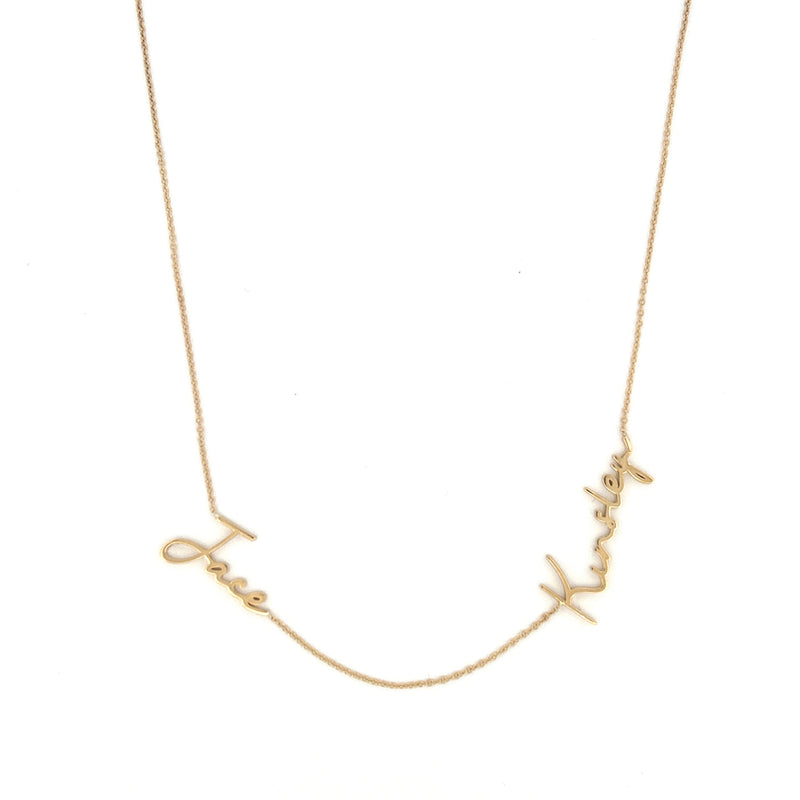14K Gold Two Name Cursive Necklace