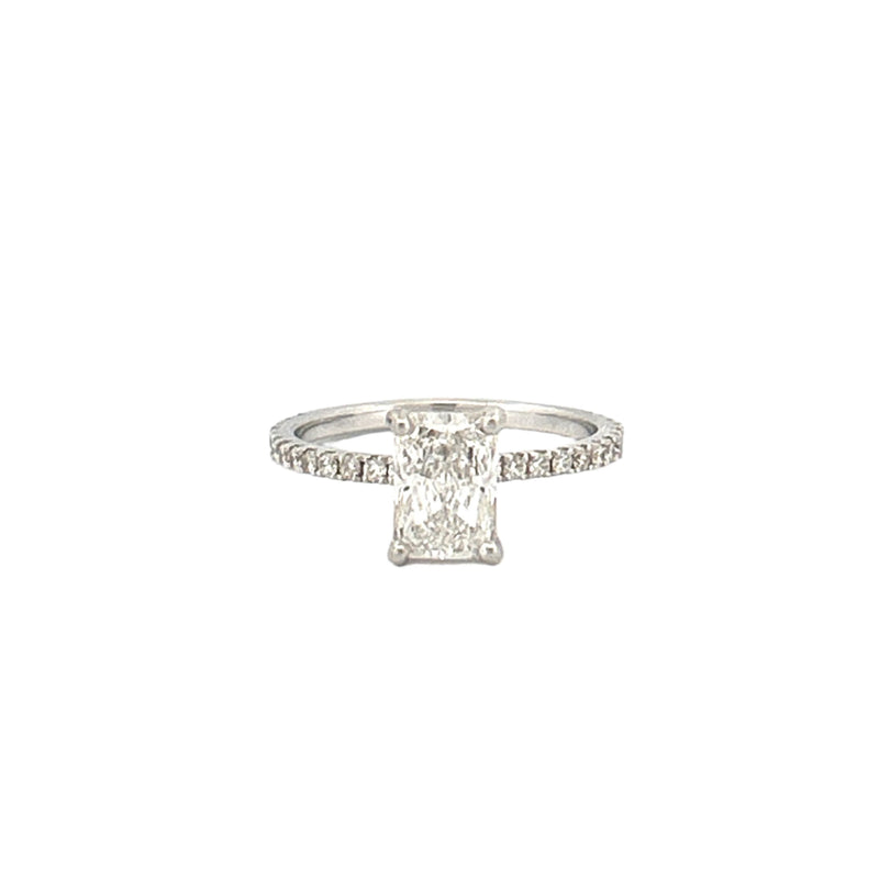 14K Gold 1.50 Carat Lab Grown Radiant Diamond Under Halo Engagement Ring