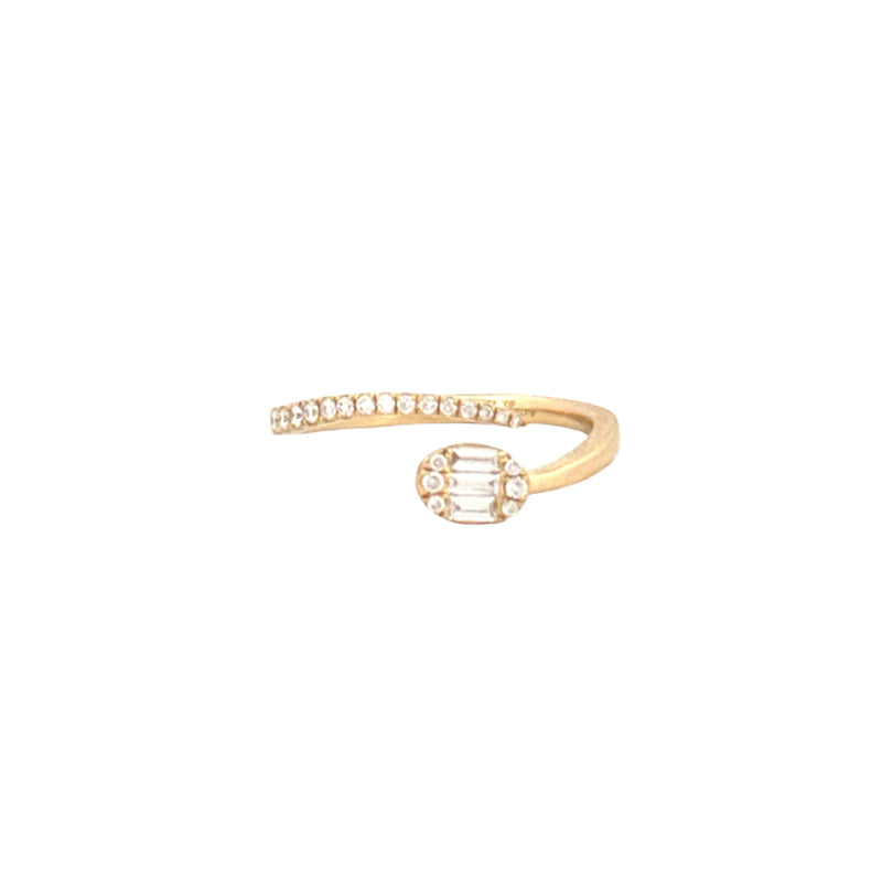 14K Gold Open Oval Shape Diamond Cluster Wrapped Band