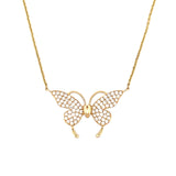 14K Gold Butterfly Diamond Pavé Pendant Necklace