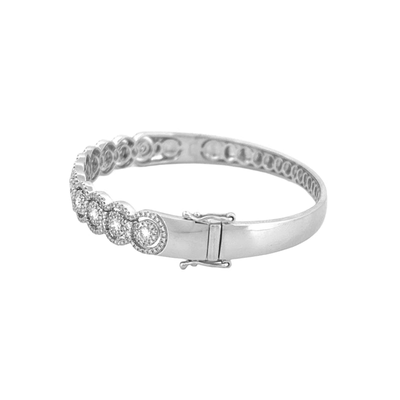 14K Gold Diamond Open Round Halo Bangle