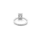14K Gold Lab Grown Emerald Cut Diamond Prong Setting Under Halo Engagement Ring