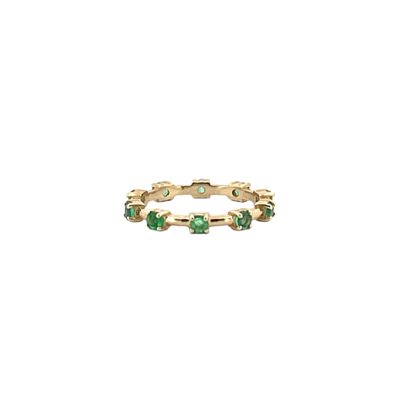 14K Gold Emerald Spaced Prong Set Eternity Ring