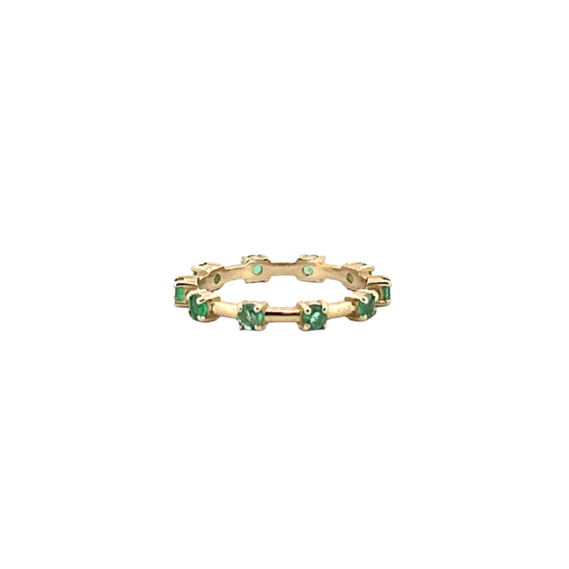 14K Gold Emerald Spaced Prong Set Eternity Ring