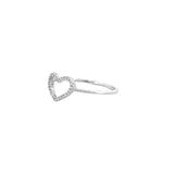 14K Gold Open Wide Heart Diamond Ring