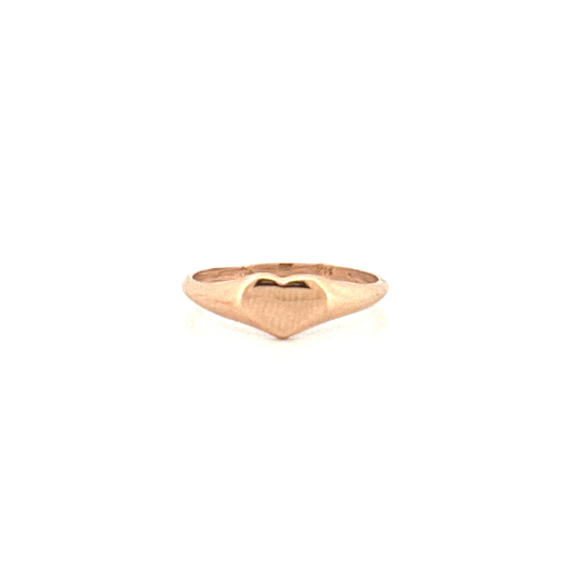 14K Gold Wide Heart Signet Band