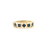 14K Gold Princess Sapphire Alternating Ring