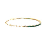14K Gold Half Paper Clip and Half Emerald Tennis Bracelet