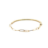 14K Gold Half Paper Clip and Half Emerald Tennis Bracelet