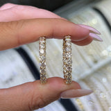 14K Gold In and Out Natural Diamond Hoop Earrings