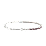 14K Gold Half Paper Clip and Half Pink Sapphire Tennis Bracelet
