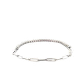 14K Gold Half Paper Clip and Half Pink Sapphire Tennis Bracelet
