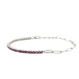 14K Gold Half Paper Clip and Half Pink Sapphire Tennis Bracelet