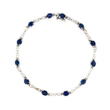 14K Gold Sapphire Station Bracelet w/ Diamond Marquise and Round Links