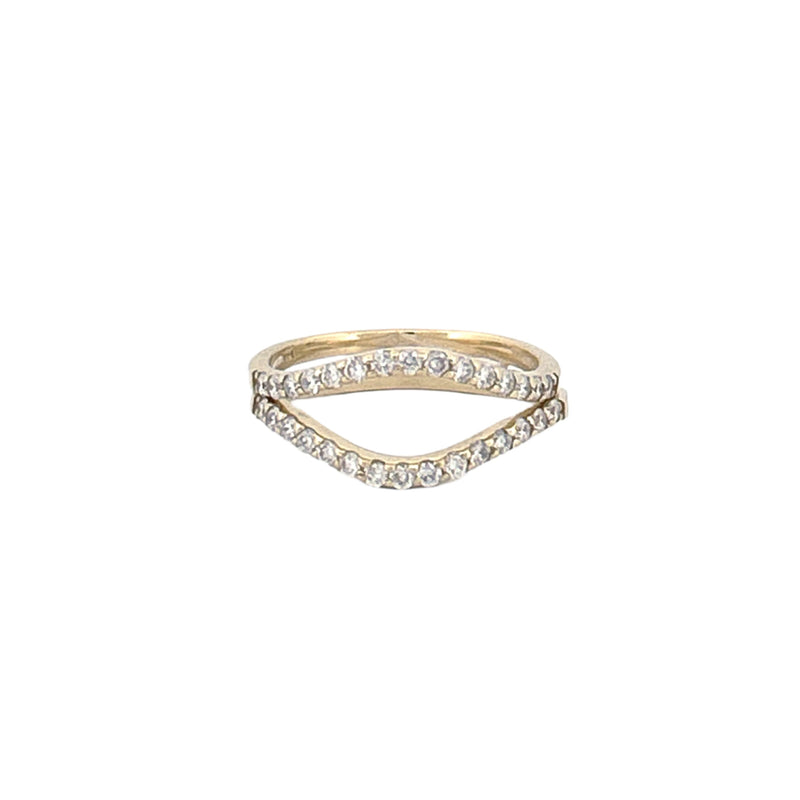 14K Gold 1.4MM Curved Diamond Band Set