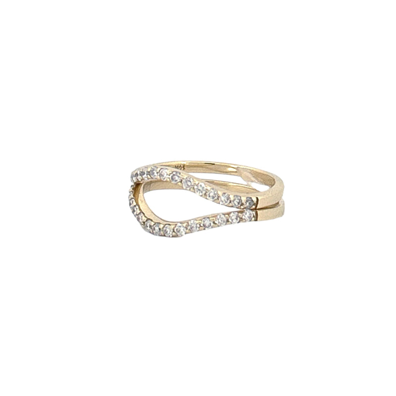 14K Gold 1.4MM Curved Diamond Band Set