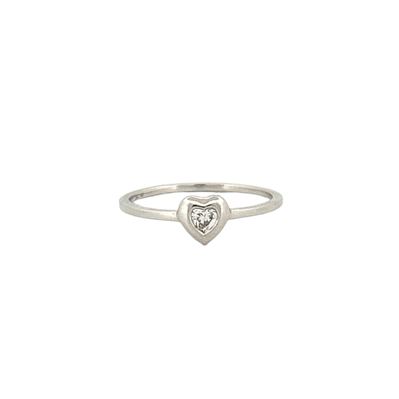 14K Gold Thick Bezel Heart Diamond Band