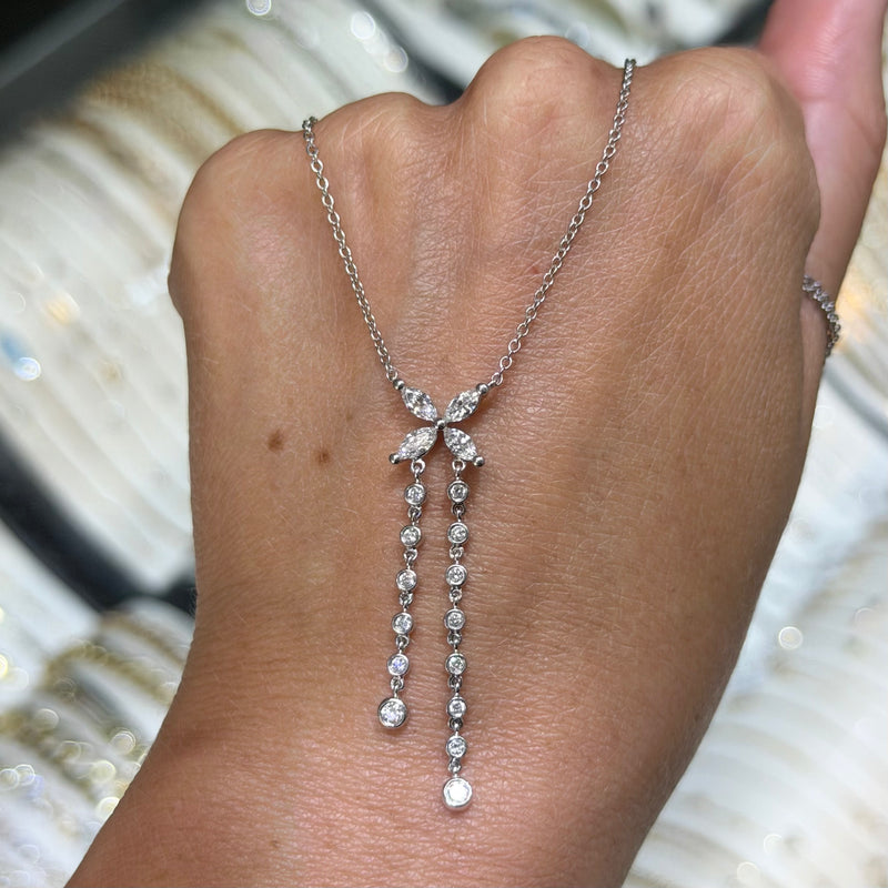 14K Gold Marquise Star Diamond Drop Necklace