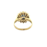 14K Gold Floral Diamond Halo Sapphire Ring