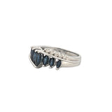 14K Gold Sapphire Marquise Art Deco Diamond Ring