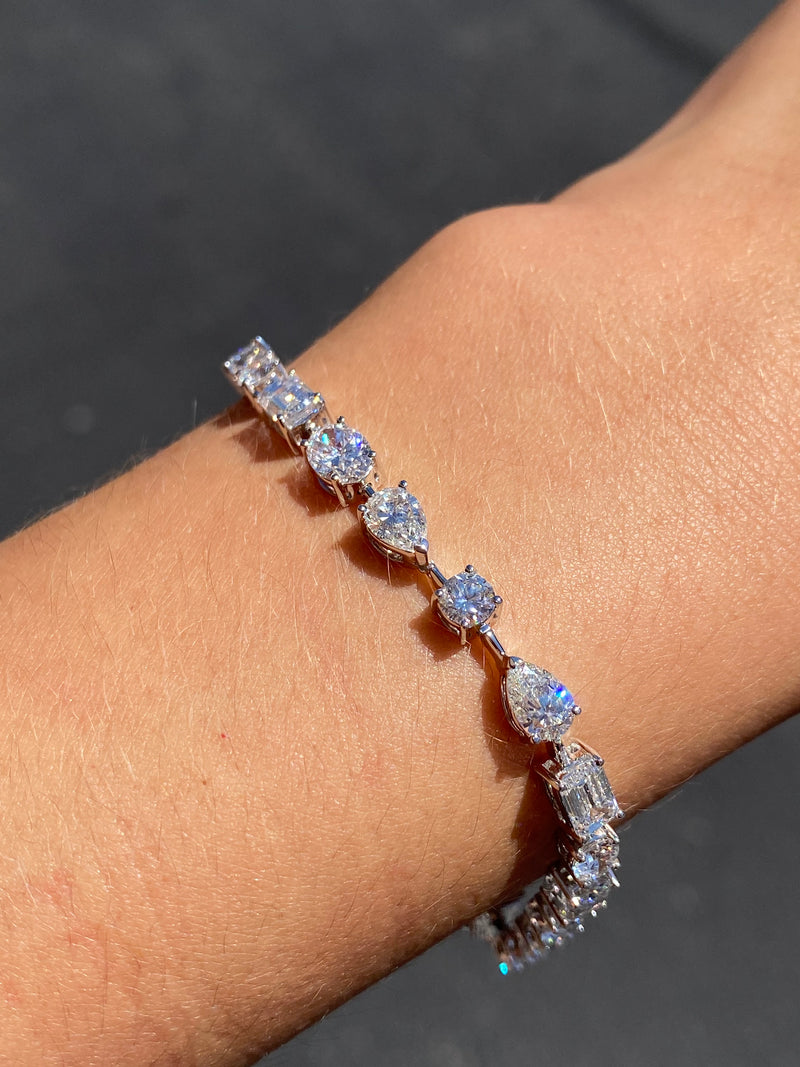 14K Gold Multi Shape Lab Grown Diamond Tennis Bracelet