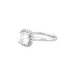 14K Gold 1.50 Carat Lab Grown Cushion Cut Diamond Halo Cathedral Engagement Ring