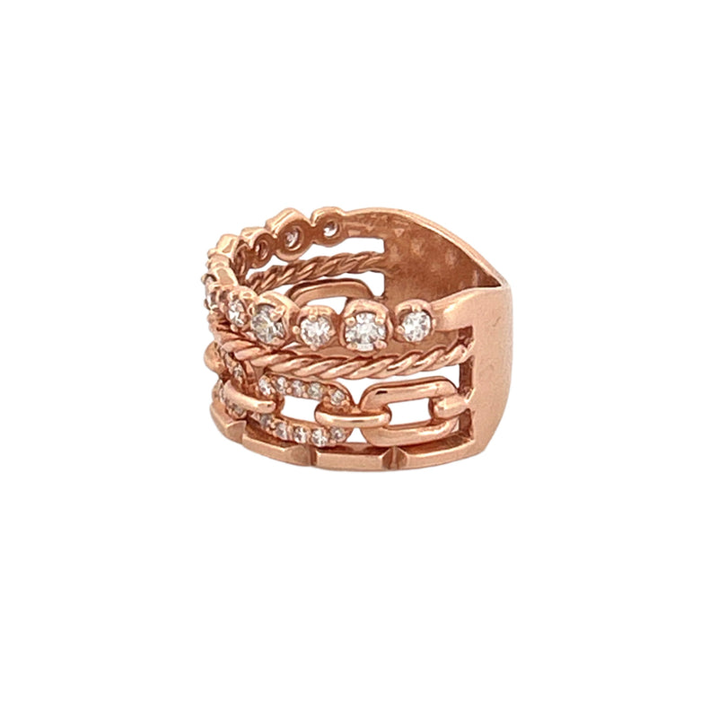 14K Gold Four Style Row Diamond Band