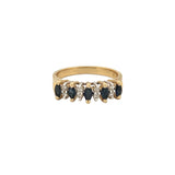 14K Gold Marquise Sapphire and Duo Diamond Band