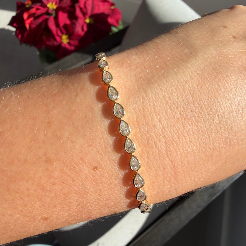 14K Gold Lab Diamond East West Pear Tennis Bracelet