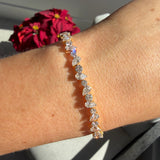 14K Gold Lab Diamond Alternating Pear and Round Tennis Bracelet