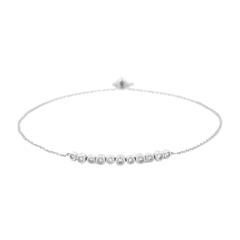 14K Gold Diamond Bezel Bolo Chain Bracelet