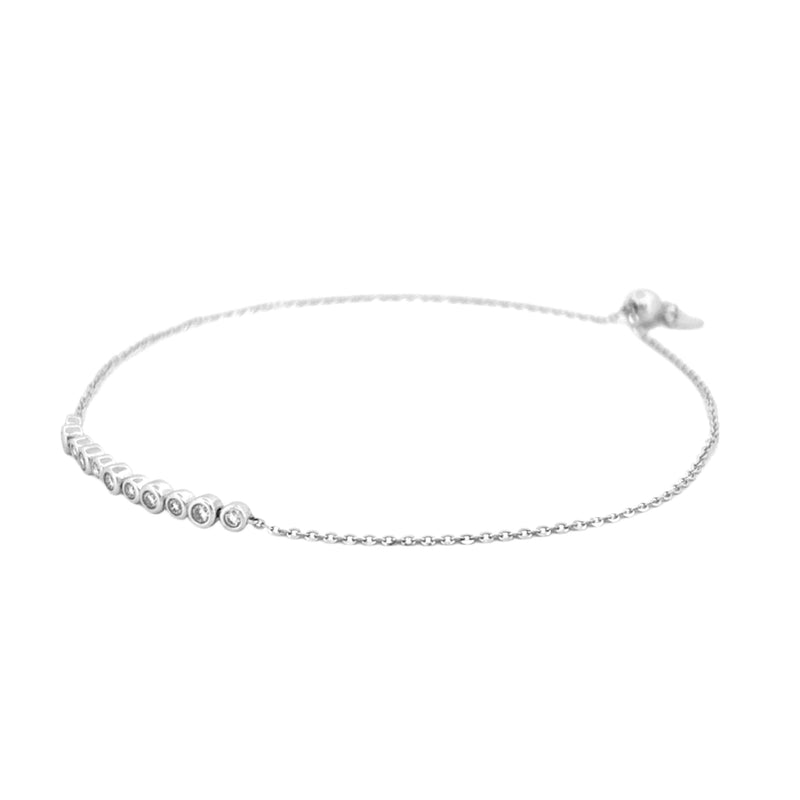 14K Gold Diamond Bezel Bolo Chain Bracelet