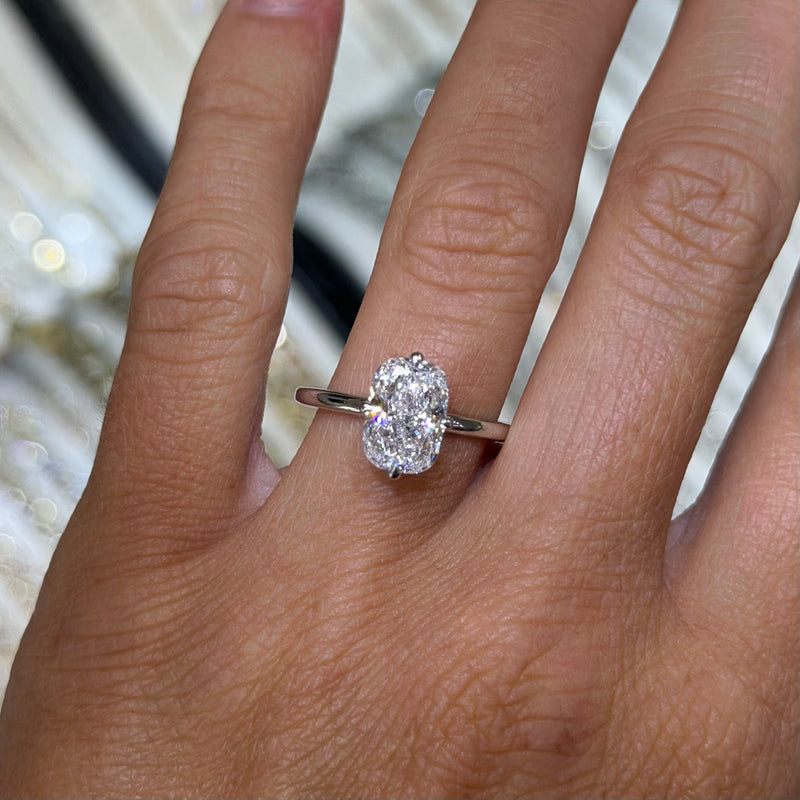 14K Gold Lab Grown Elongated Cushion Diamond Solitaire Engagement Ring