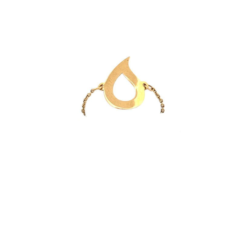 14K Gold Open Tear Drop Chain Ring