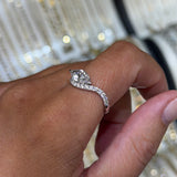 14K Gold Lab Grown Marquise Diamond Curved Band