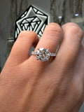 14K Gold 2.50 Lab Grown Round Diamond Eternity Under Halo Engagement Ring