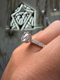 14K Gold 2.50 Lab Grown Round Diamond Eternity Under Halo Engagement Ring