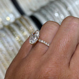 14K Gold Lab Grown Oval Diamond Floral Prong Engagement Ring