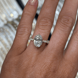 14K Gold Lab Grown Oval Diamond Floral Prong Engagement Ring