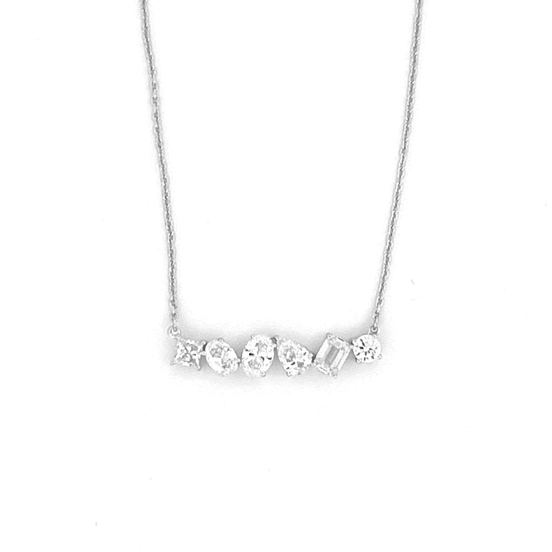 14K Gold Mixed Shape Lab Grown Diamond Pendant Necklace